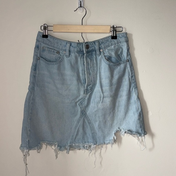 Free People Dresses & Skirts - We The Free Destressed Light Blue Jean Skirt